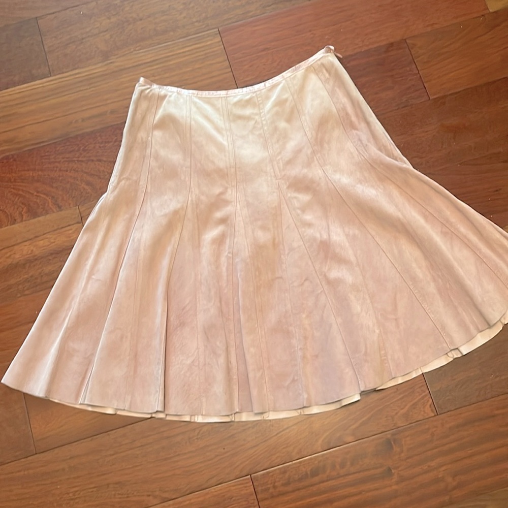 Suede Dusty Rose Color Flared Skirt